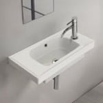 CeraStyle 001700-U Rectangle White Ceramic Wall Mounted or Drop In Sink