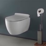 CeraStyle 018700 Modern Wall Mount Toilet, Ceramic, Rounded