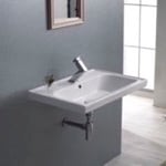 CeraStyle 031000-U Rectangle White Ceramic Wall Mounted or Drop In Sink