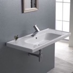 CeraStyle 031400-U Rectangle White Ceramic Wall Mounted or Drop In Sink