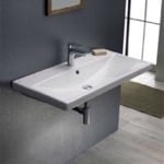 CeraStyle 032100-U Rectangular White Ceramic Wall Mounted or Drop In Sink