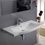 CeraStyle 040500-U Rectangle White Ceramic Wall Mounted or Drop In Sink