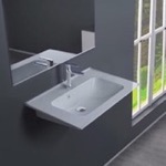 CeraStyle 041900-U Rectangular White Ceramic Wall Mounted Sink