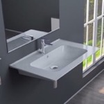 CeraStyle 042000-U Rectangular White Ceramic Wall Mounted Sink