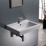 CeraStyle 064200-U Rectangular White Ceramic Wall Mounted or Drop In Bathroom Sink