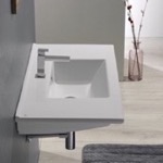 CeraStyle 067600-U Rectangular White Ceramic Wall Mount or Drop In Bathroom Sink