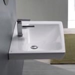 CeraStyle 068000-U Rectangle White Ceramic Wall Mounted or Drop In Sink