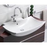 CeraStyle 074800-U Curved Rectangular White Ceramic Wall Mounted or Semi-Recessed Sink