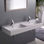 CeraStyle 080700-U Double Rectangular Ceramic Wall Mounted or Vessel Sink