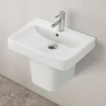 CeraStyle 035300U-S-PED Rectangular White Ceramic Semi-Pedestal Sink