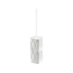 Gedy 5933-24 Toilet Brush Holder, White, Square, Faux Leather