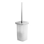 Gedy 5733-03-13 Toilet Brush Holder, Wall Mounted, Square, White Glass