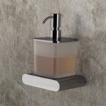 Remer LN13 Soap Dispenser, Frosted Glass and Brass, Wall Mounted
