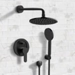 Remer SFH50 Matte Black Shower Set With 8 Inch Rain Shower Head and Multi Function Hand Shower