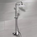 Remer SC515 Chrome Exposed Pipe Shower System with 8 Inch Rain Shower Head and Hand Shower