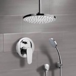 Remer SFH6014 Chrome Shower System with 8 Inch Rain Ceiling Shower Head and Hand Shower