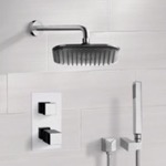 Remer SFH6404 Chrome Thermostatic Shower System with 8 Inch Rain Shower Head and Hand Shower