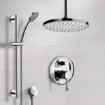 Remer SFR7014 Chrome Shower System with 8 Inch Rain Ceiling Shower Head and Hand Shower