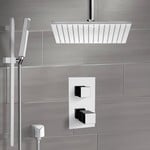 Remer SFR7401 Thermostatic Shower System with Ceiling 12 Inch Rain Shower Head and Hand Shower