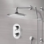Remer SFR7407 Chrome Thermostatic Shower System with 9 Inch Rain Shower Head and Hand Shower