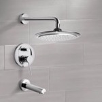 Remer TSF2008 Chrome Tub and Shower Faucet Sets with 9 Inch Rain Shower Head