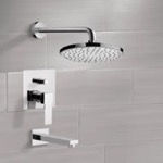 Remer TSF2217 Chrome Tub and Shower Faucet Sets with 8 Inch Rain Shower Head