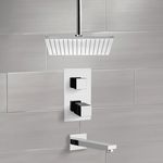 Remer TSF2402 Thermostatic Tub and Shower Faucet Sets with Ceiling 12 Inch Rain Shower Head