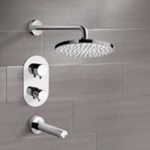 Remer TSF2408 Chrome Thermostatic Tub and Shower Faucet Sets with 10 Inch Rain Shower Head
