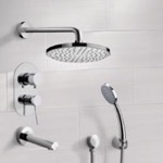 Remer TSH02 Chrome Tub and Shower System with 8 Inch Rain Shower Head and Hand Shower