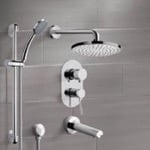 Remer TSR07 Chrome Tub and Shower System with 8 Inch Rain Shower Head and Hand Shower