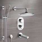 Remer TSR9407 Chrome Thermostatic Tub and Shower System with 9 Inch Rain Shower Head and Hand Shower