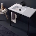 Scarabeo 5211-CON-BLK Ceramic Console Sink and Matte Black Stand, 32 Inch
