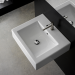 Scarabeo 8007/B Square White Ceramic Wall Mounted or Vessel Sink