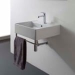 Scarabeo 8031/R-TB Square Wall Mounted Ceramic Sink With Polished Chrome Towel Bar