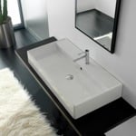 Scarabeo 8031/R-100A Rectangular White Ceramic Wall Mounted or Vessel Sink