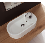 Scarabeo 8096 Oval-Shaped White Ceramic Vessel Sink