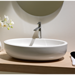 Scarabeo 8111 Oval Shaped White Ceramic Vessel Bathroom Sink
