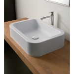 Scarabeo 8307 Rectangular White Ceramic Vessel Bathroom Sink
