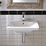 Scarabeo 4003 Rectangular White Ceramic Wall-Mounted or Vessel Sink