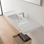 Scarabeo 3007 Rectangular White Ceramic Drop In or Wall Mounted Bathroom Sink