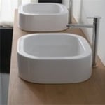 Scarabeo 8306 Curved White Ceramic Vessel Bathroom Sink