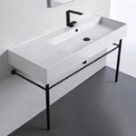 Scarabeo 5120-CON-BLK Ceramic Console Sink and Matte Black Stand, 40 Inch