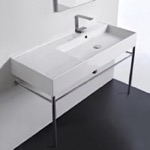 Scarabeo 5120-CON Rectangular Ceramic Console Sink and Polished Chrome Stand, 40 Inch