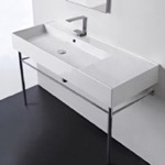Scarabeo 5121-CON Rectangular Ceramic Console Sink and Polished Chrome Stand, 48 Inch