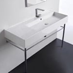 Scarabeo 5122-CON Rectangular Ceramic Console Sink and Polished Chrome Stand, 48 Inch