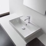 Scarabeo 5109 Drop In Sink Bathroom Sink, White Ceramic, Rectangular