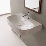 Scarabeo 5508 Round White Ceramic Wall Mounted Sink