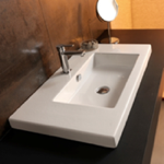 Tecla CAN03011/D Drop In Sink, Self Rimming, White Ceramic, Rectangular