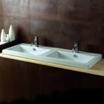 Tecla CAN04011 Rectangular White Double Ceramic Wall Mounted or Drop In Sink