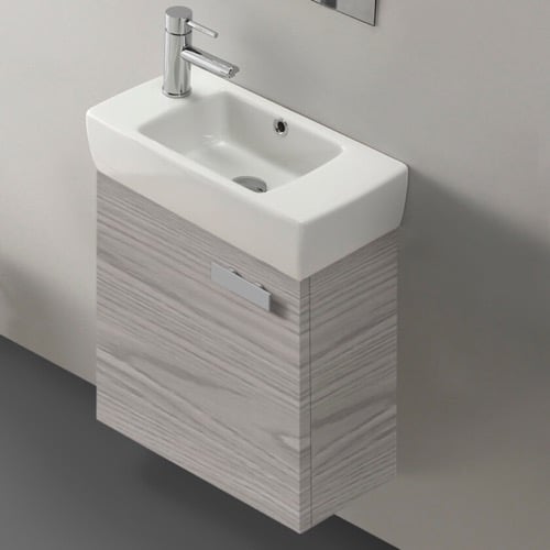 20 Inch Bathroom Vanity, Small, Grey Oak, Wall Mounted ACF C13-Grey Walnut